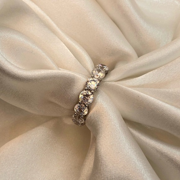 925 Sterling Silver Round Wide Full Eternity Band - Picture 11 of 13